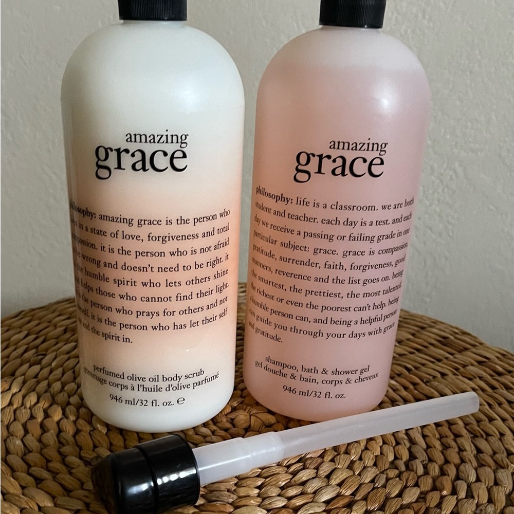 NEW Amazing Grace Jumbo Set of 2 Shower Bath Gel & Body Scrub